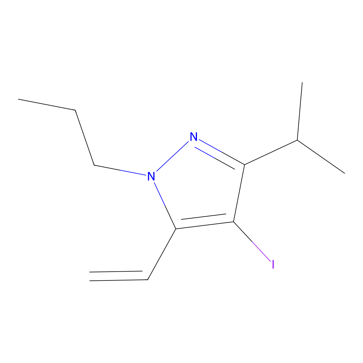 4-Iodo-3-isopropyl-1-propyl-5-vinyl-1H-pyrazole molecular structure, CAS 1956382-60-7