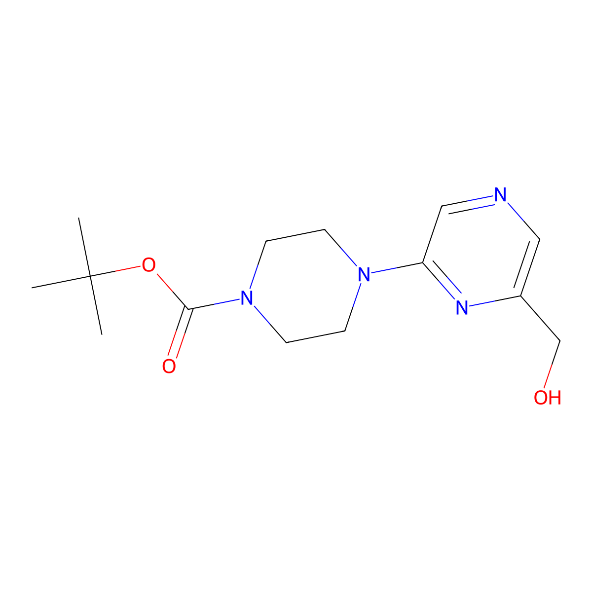 tert-Butyl 4-(6-(hydroxymethyl)pyrazin-2-yl)piperazine-1-carboxylate molecular structure, CAS 1956382-68-5