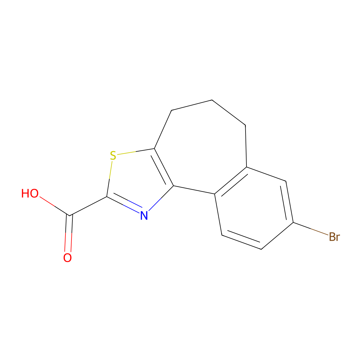 8-Bromo-5,6-dihydro-4H-benzo[6,7]cyclohepta[1,2-d]thiazole-2-carboxylic acid molecular structure, CAS 1956382-74-3