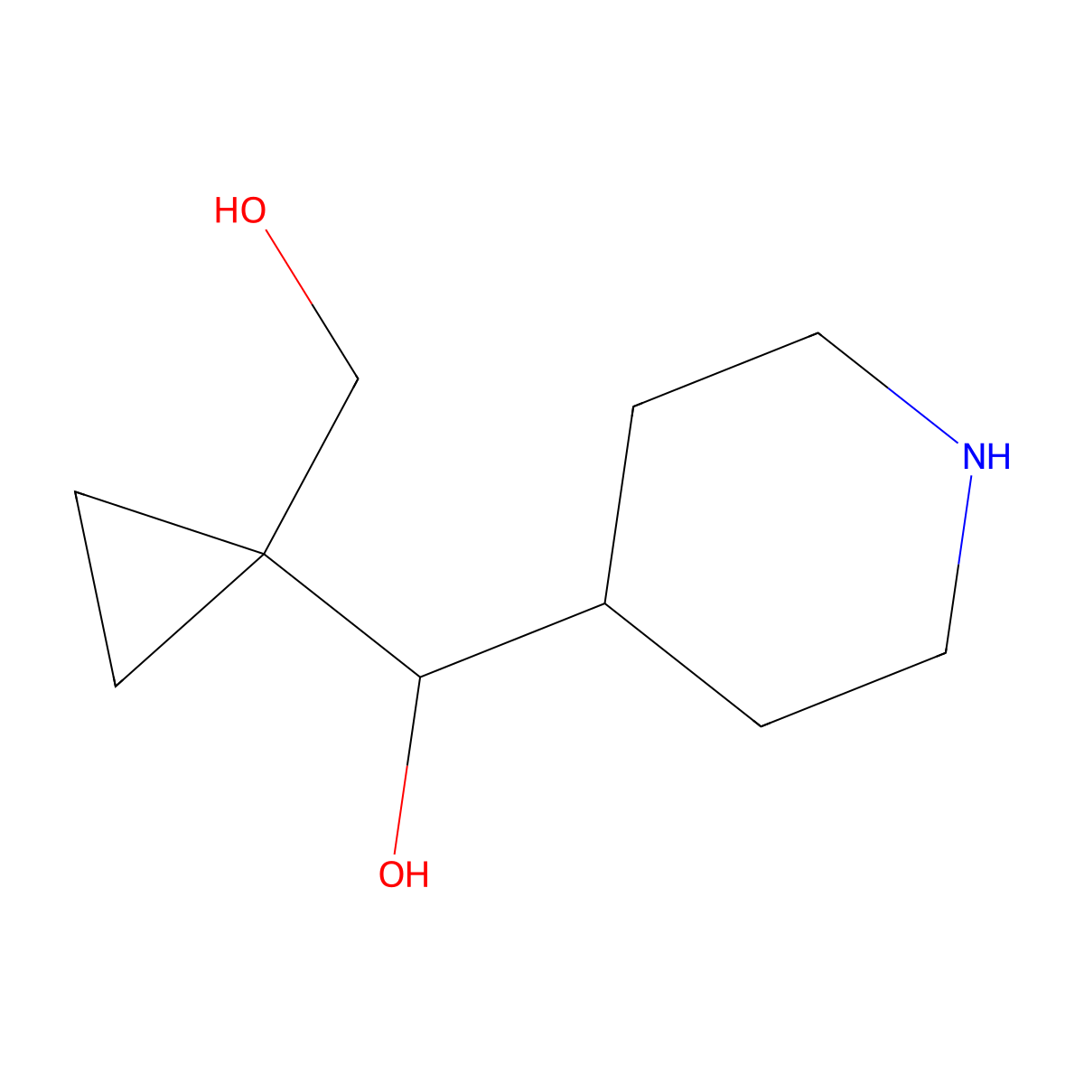 (1-(Hydroxymethyl)cyclopropyl)(piperidin-4-yl)methanol molecular structure, CAS 1956382-82-3