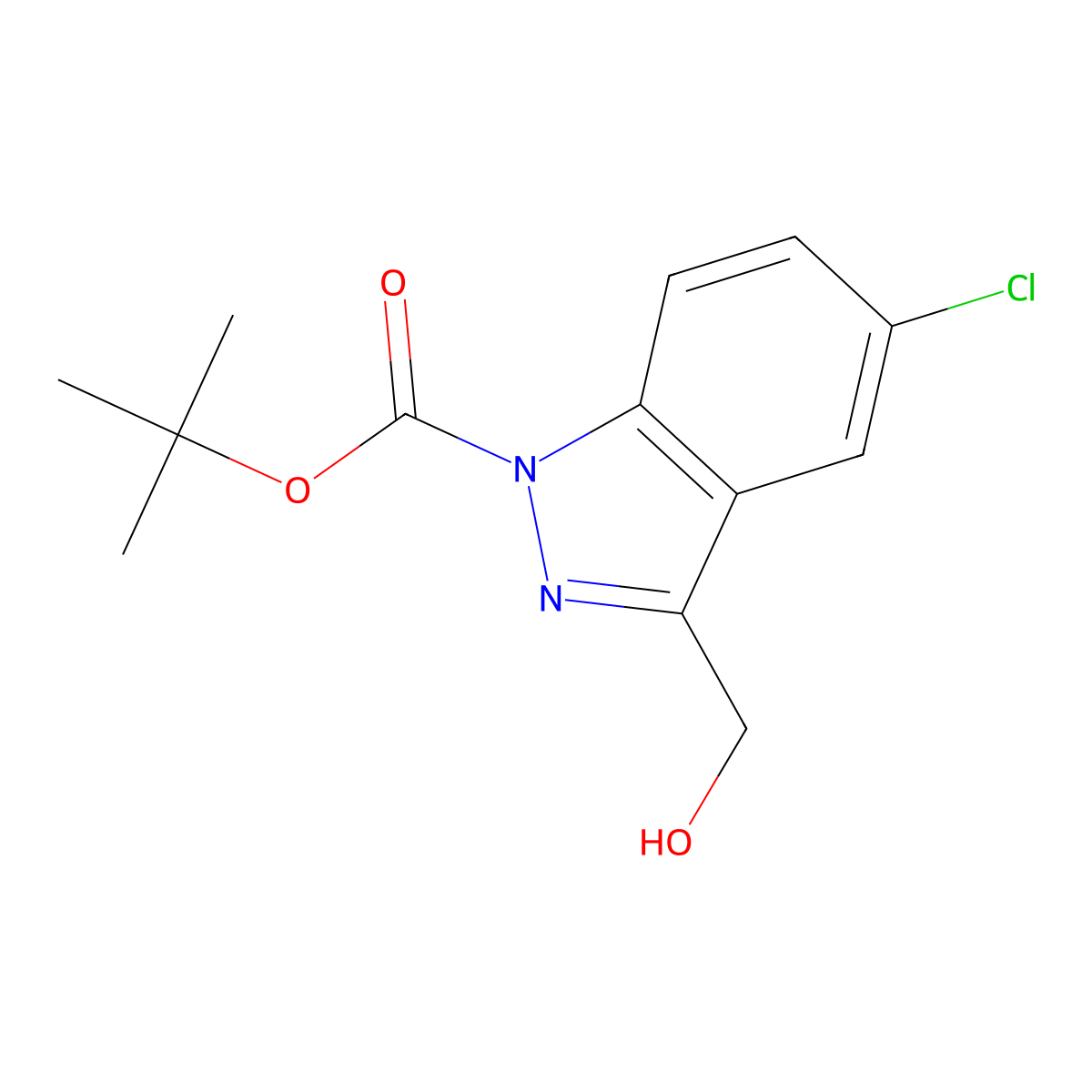 tert-Butyl 5-chloro-3-(hydroxymethyl)-1H-indazole-1-carboxylate molecular structure, CAS 1956382-91-4