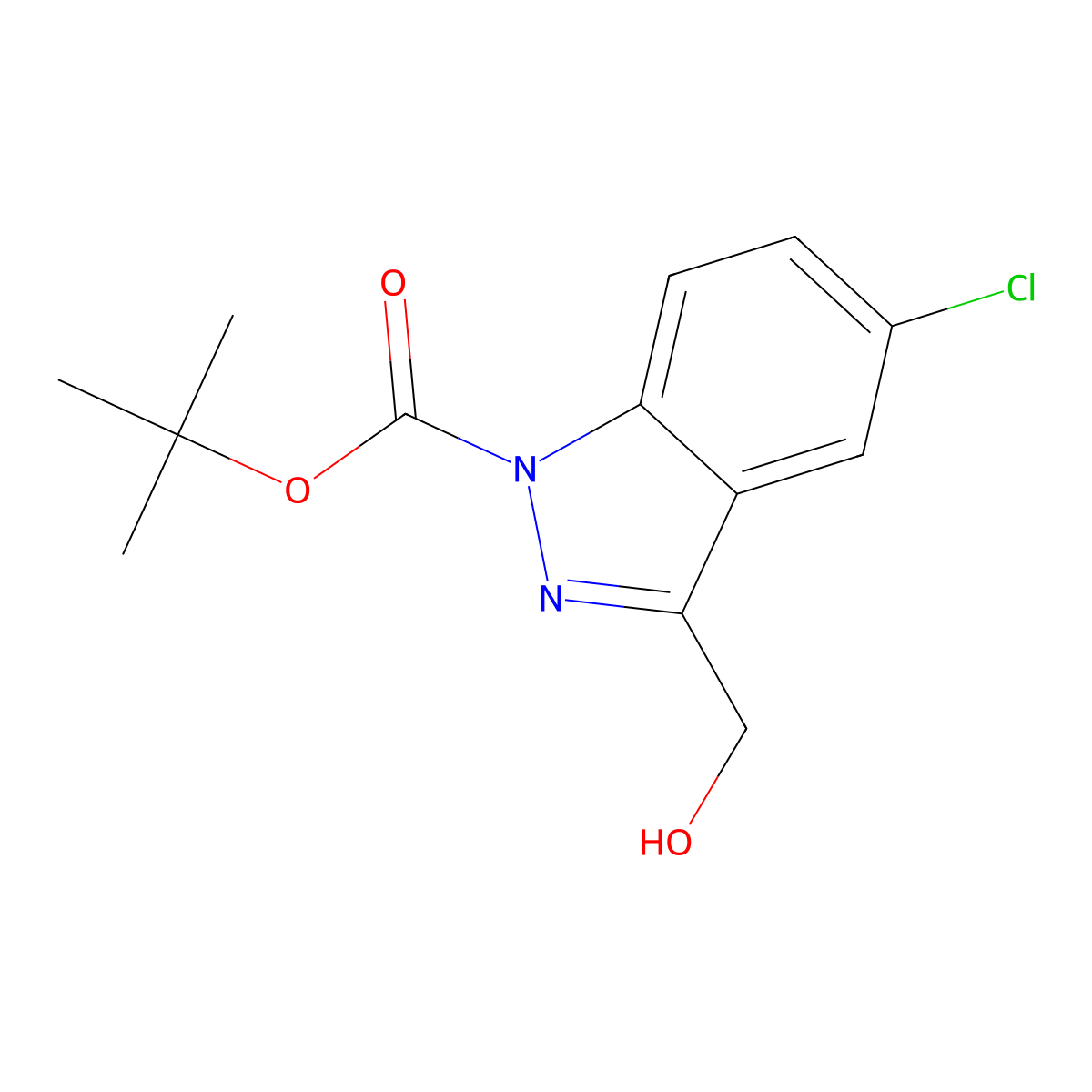 tert-Butyl 5-chloro-3-(hydroxymethyl)-1H-indazole-1-carboxylate molecular structure, CAS 1956382-91-4