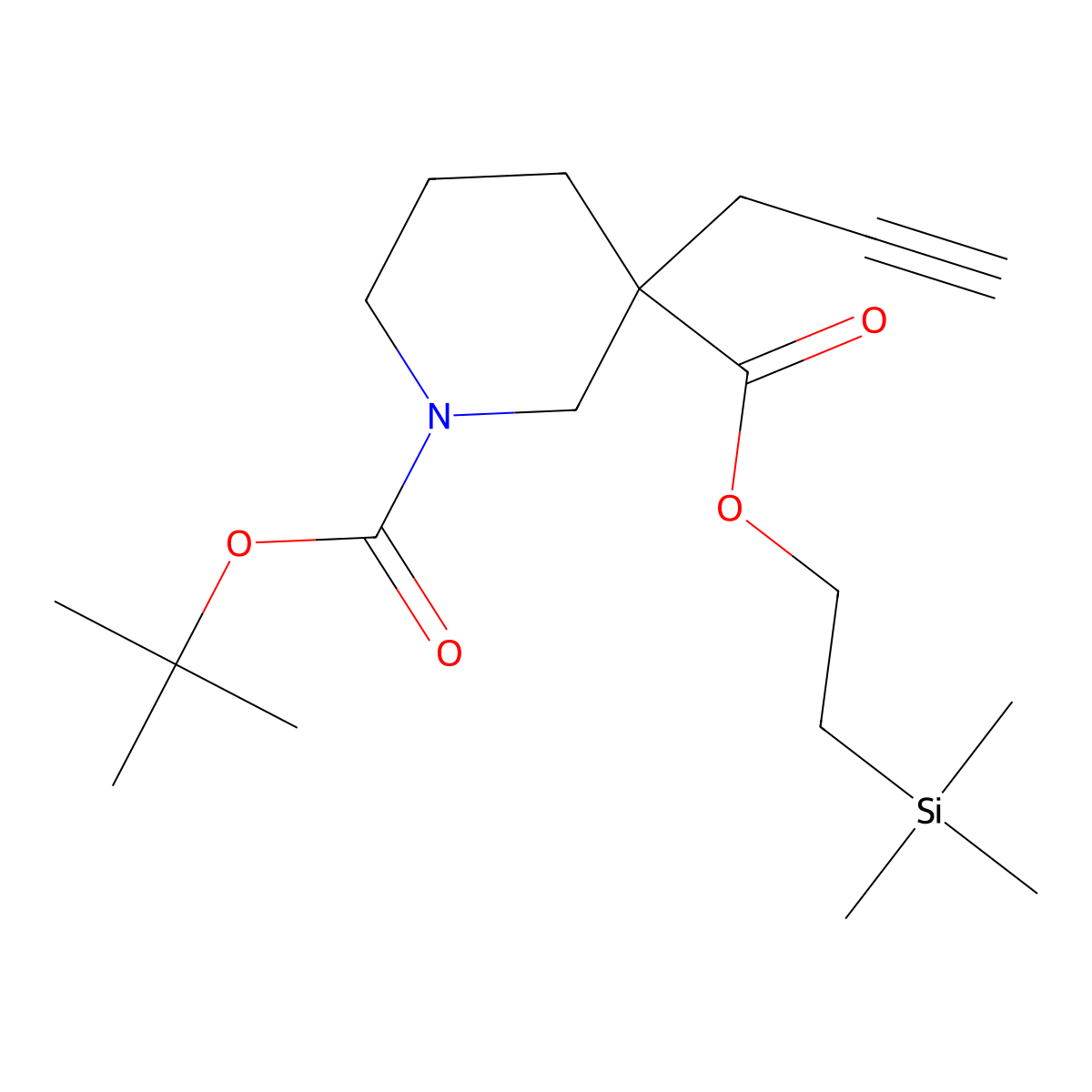 1-tert-Butyl 3-(2-(trimethylsilyl)ethyl) 3-(prop-2-yn-1-yl)piperidine-1,3-dicarboxylate molecular structure, CAS 1956383-15-5