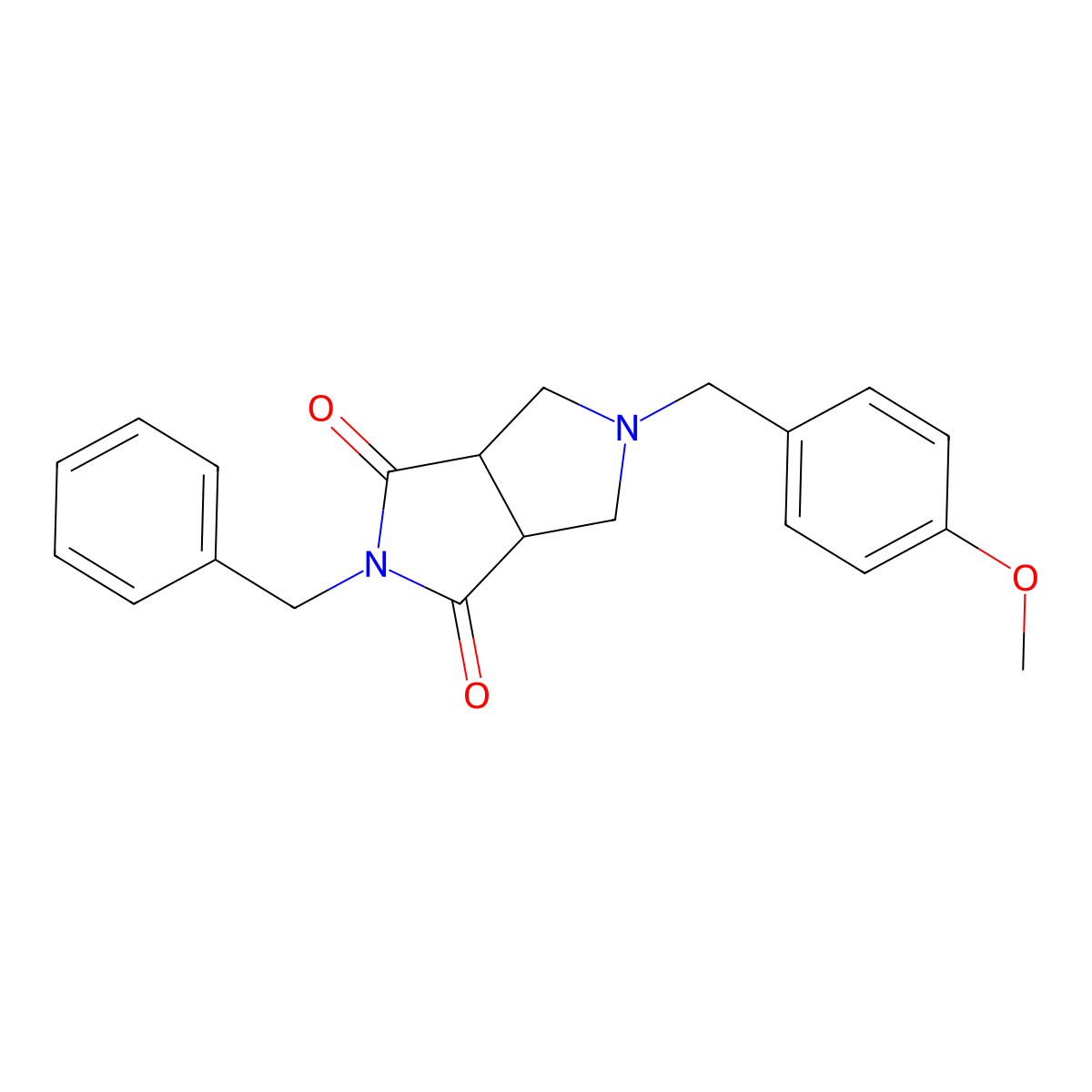 2-Benzyl-5-(4-methoxybenzyl)tetrahydropyrrolo[3,4-c]pyrrole-1,3(2H,3aH)-dione molecular structure, CAS 1956383-16-6