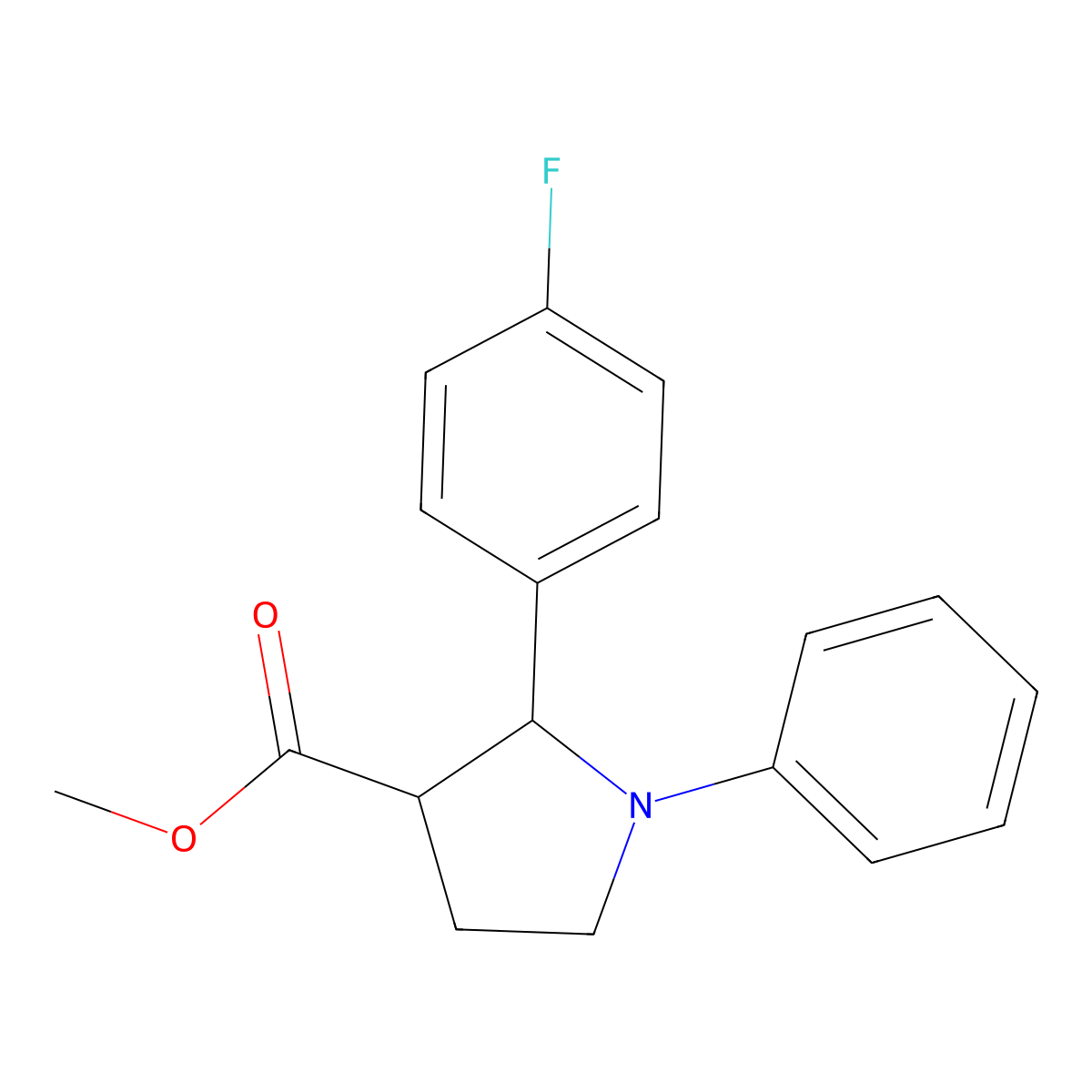 Methyl 2-(4-fluorophenyl)-1-phenylpyrrolidine-3-carboxylate molecular structure, CAS 1956383-23-5
