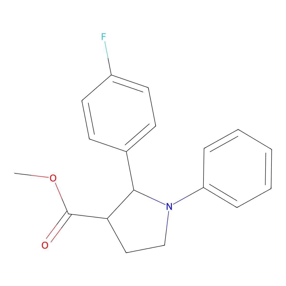 Methyl 2-(4-fluorophenyl)-1-phenylpyrrolidine-3-carboxylate molecular structure, CAS 1956383-23-5