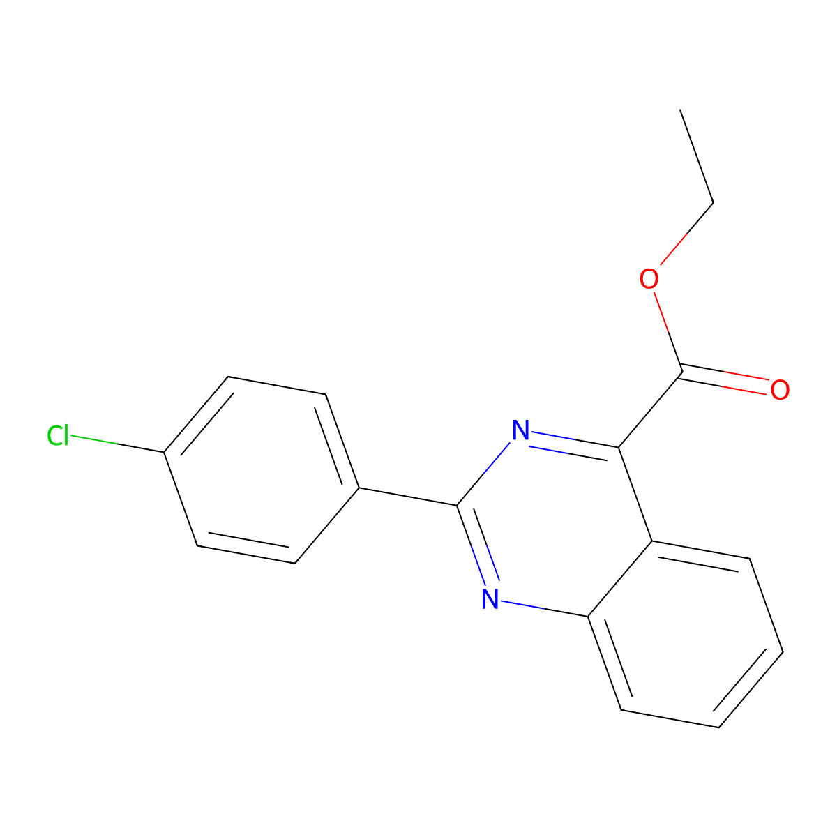 Ethyl 2-(4-chlorophenyl)quinazoline-4-carboxylate molecular structure, CAS 1956383-25-7