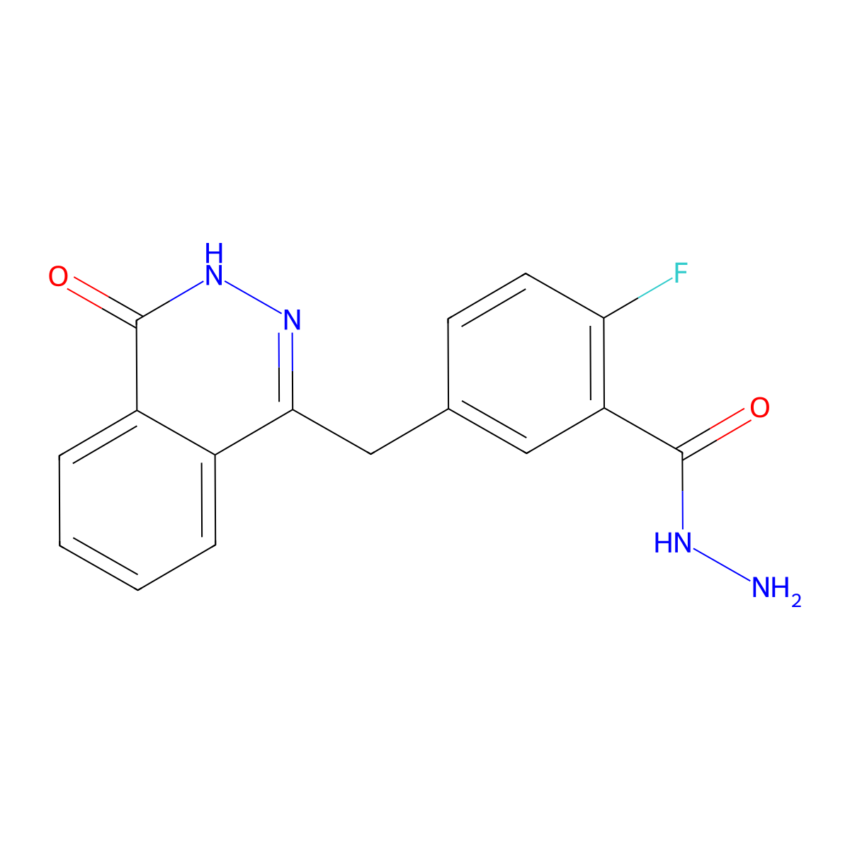 2-Fluoro-5-((4-oxo-3,4-dihydrophthalazin-1-yl)methyl)benzohydrazide molecular structure, CAS 1956383-44-0