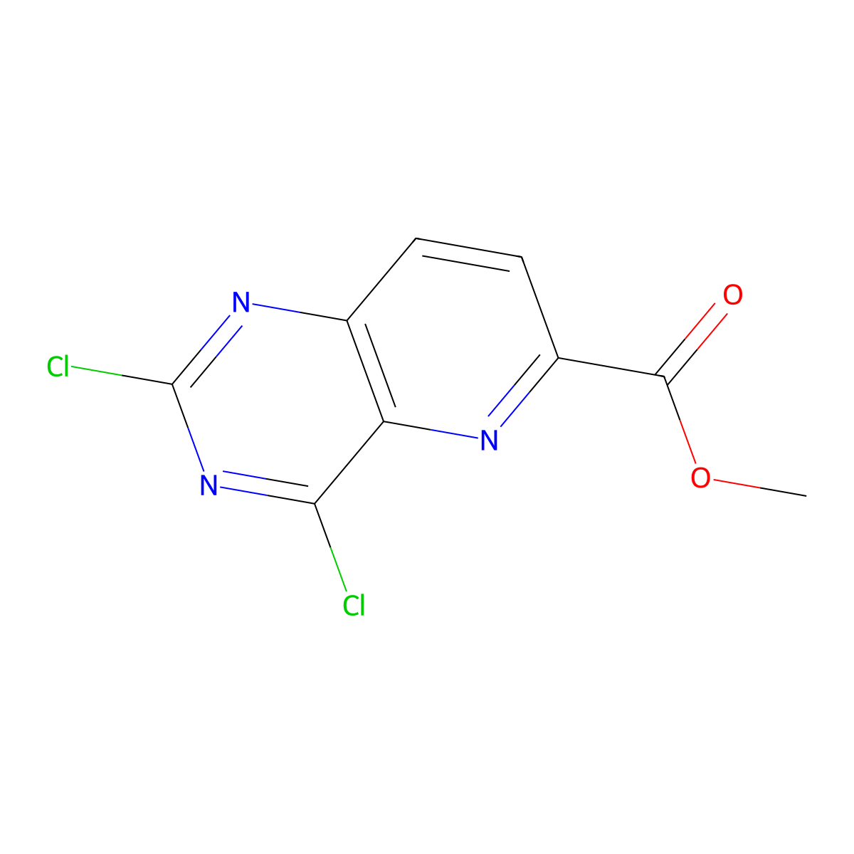 Methyl 2,4-dichloropyrido[3,2-d]pyrimidine-6-carboxylate molecular structure, CAS 1956384-78-3