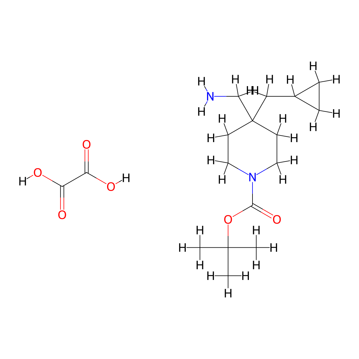 tert-Butyl 4-(aminomethyl)-4-(cyclopropylmethyl)piperidine-1-carboxylate oxalate molecular structure, CAS 1956384-79-4