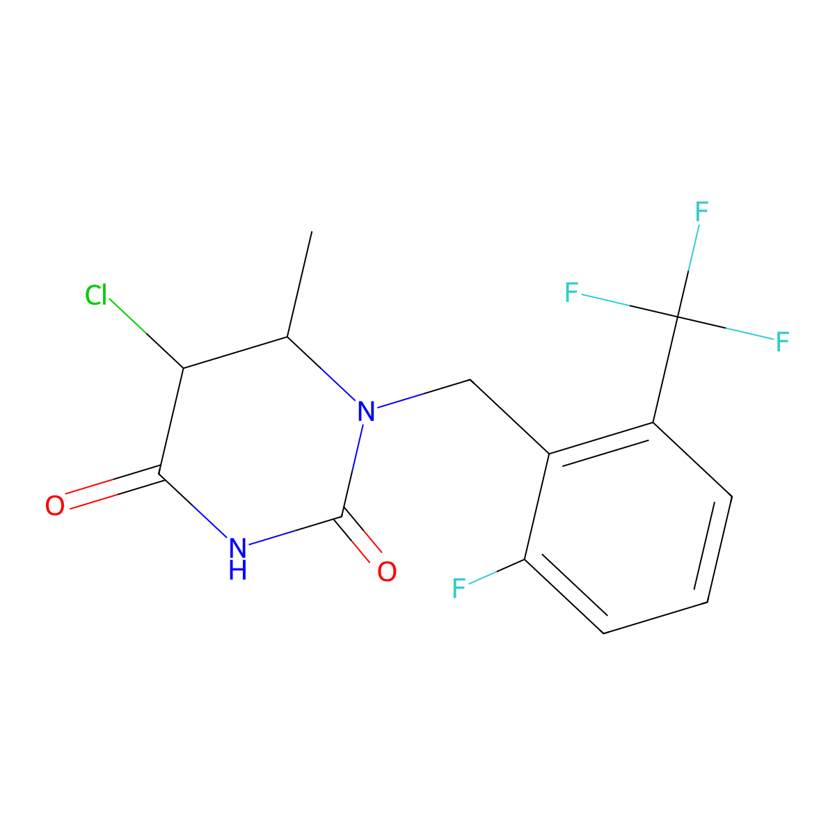 5-Chloro-1-(2-fluoro-6-(trifluoromethyl)benzyl)-6-methyldihydropyrimidine-2,4(1H,3H)-dione molecular structure, CAS 1956384-95-4