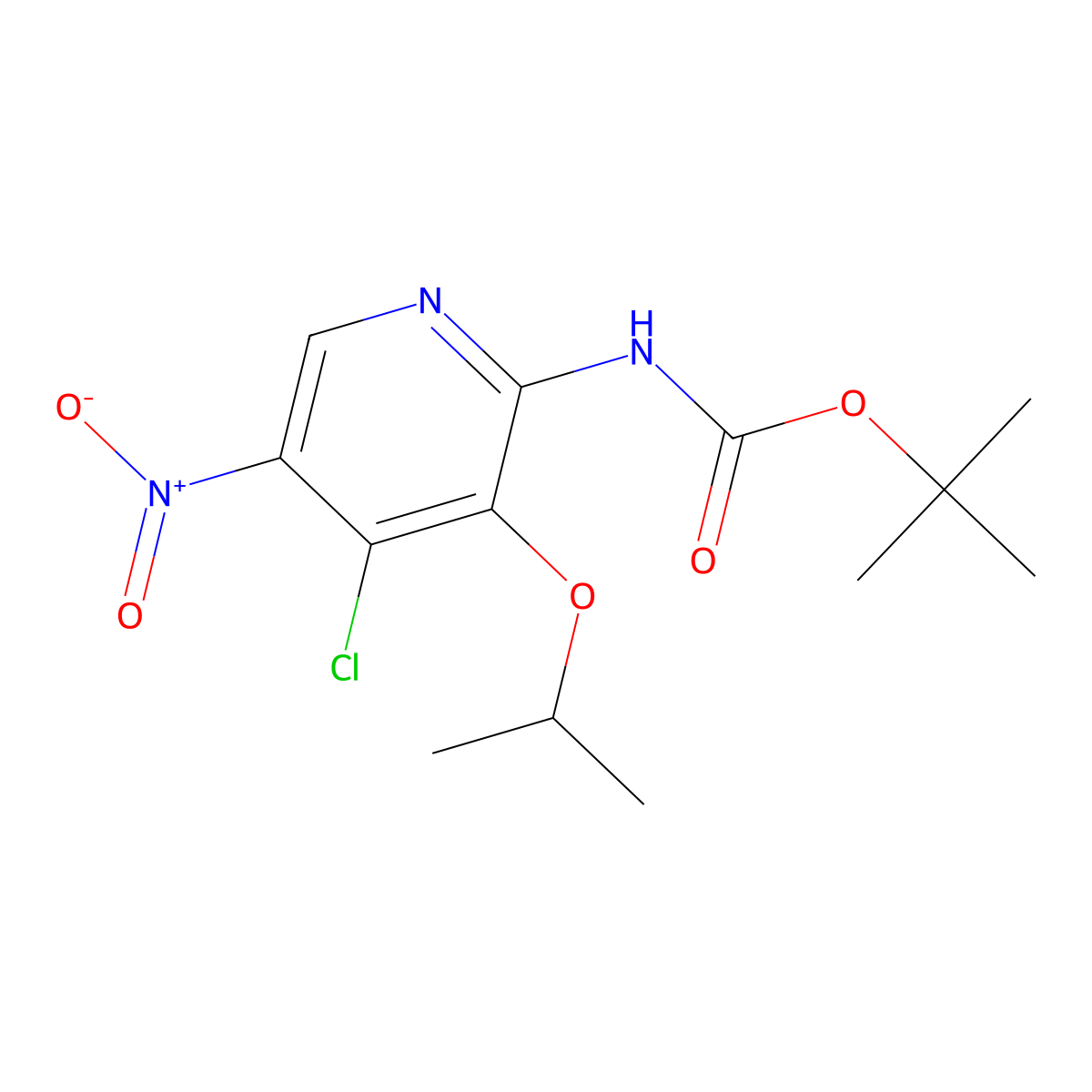 tert-Butyl (4-chloro-3-isopropoxy-5-nitropyridin-2-yl)carbamate molecular structure, CAS 1956384-96-5
