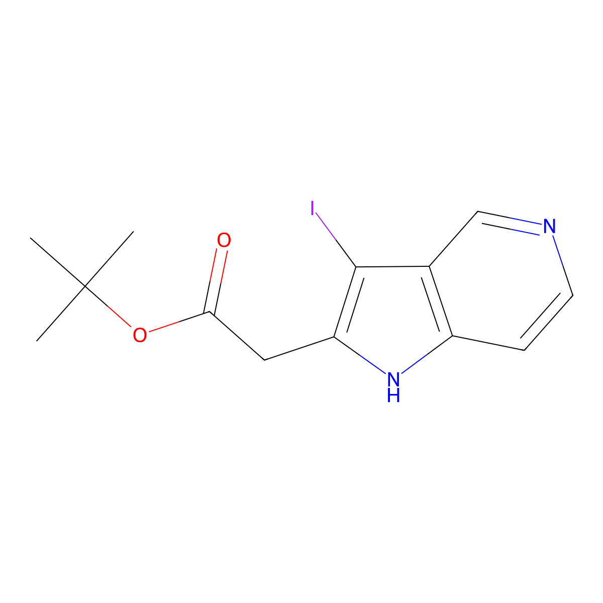 tert-Butyl 2-(3-iodo-1H-pyrrolo[3,2-c]pyridin-2-yl)acetate molecular structure, CAS 1956385-00-4