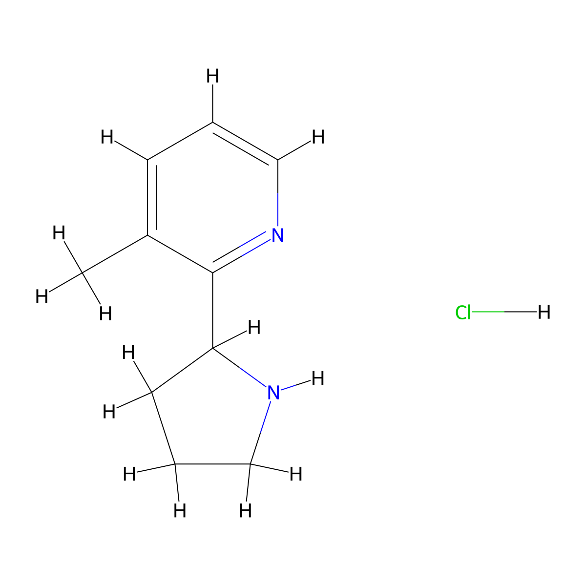 3-Methyl-2-(pyrrolidin-2-yl)pyridine hydrochloride molecular structure, CAS 1956385-15-1
