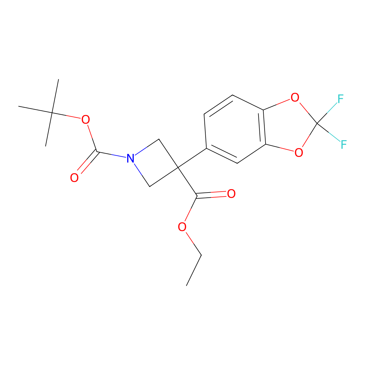 1-tert-Butyl 3-ethyl 3-(2,2-difluorobenzo[d][1,3]dioxol-5-yl)azetidine-1,3-dicarboxylate molecular structure, CAS 1956385-48-0