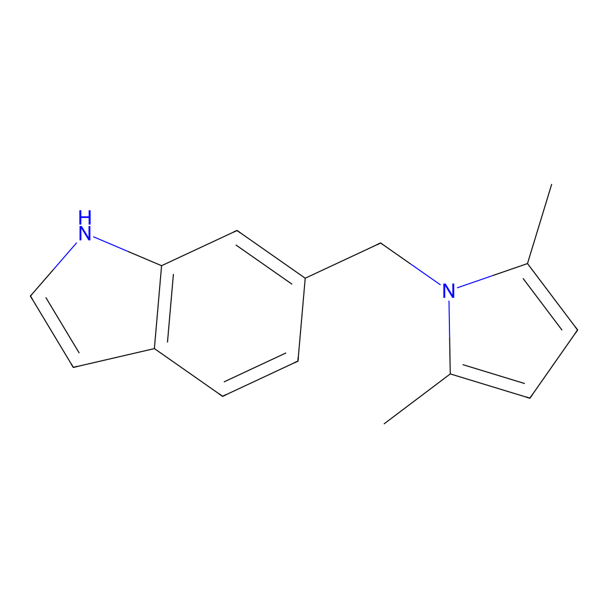 6-((2,5-Dimethyl-1H-pyrrol-1-yl)methyl)-1H-indole molecular structure, CAS 1956385-58-2