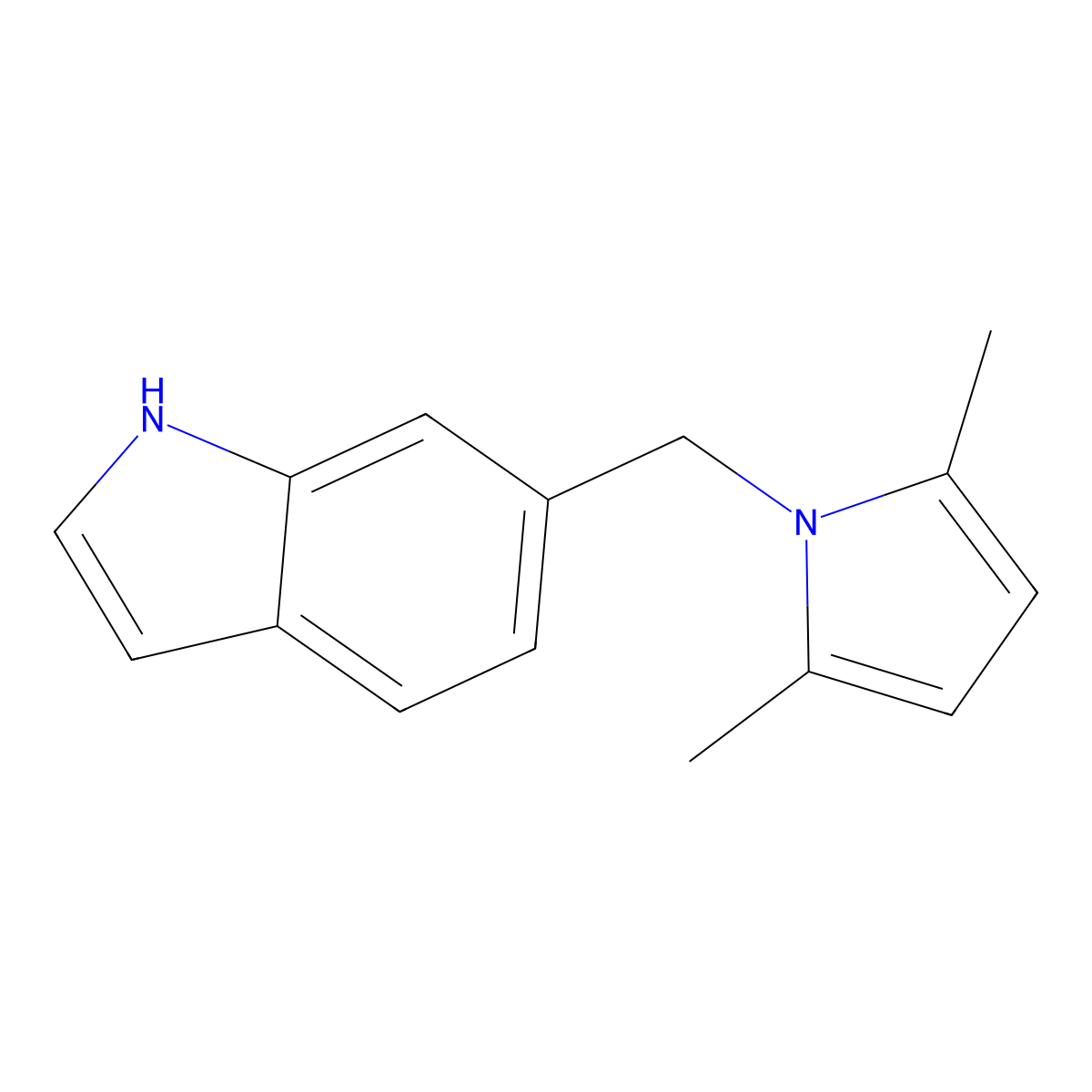 6-((2,5-Dimethyl-1H-pyrrol-1-yl)methyl)-1H-indole molecular structure, CAS 1956385-58-2