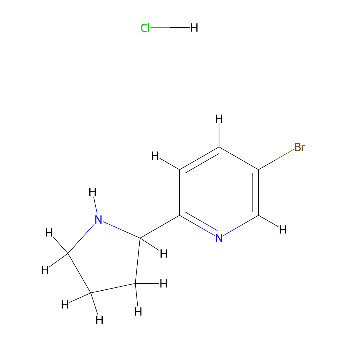5-Bromo-2-(pyrrolidin-2-yl)pyridine hydrochloride molecular structure, CAS 1956385-62-8