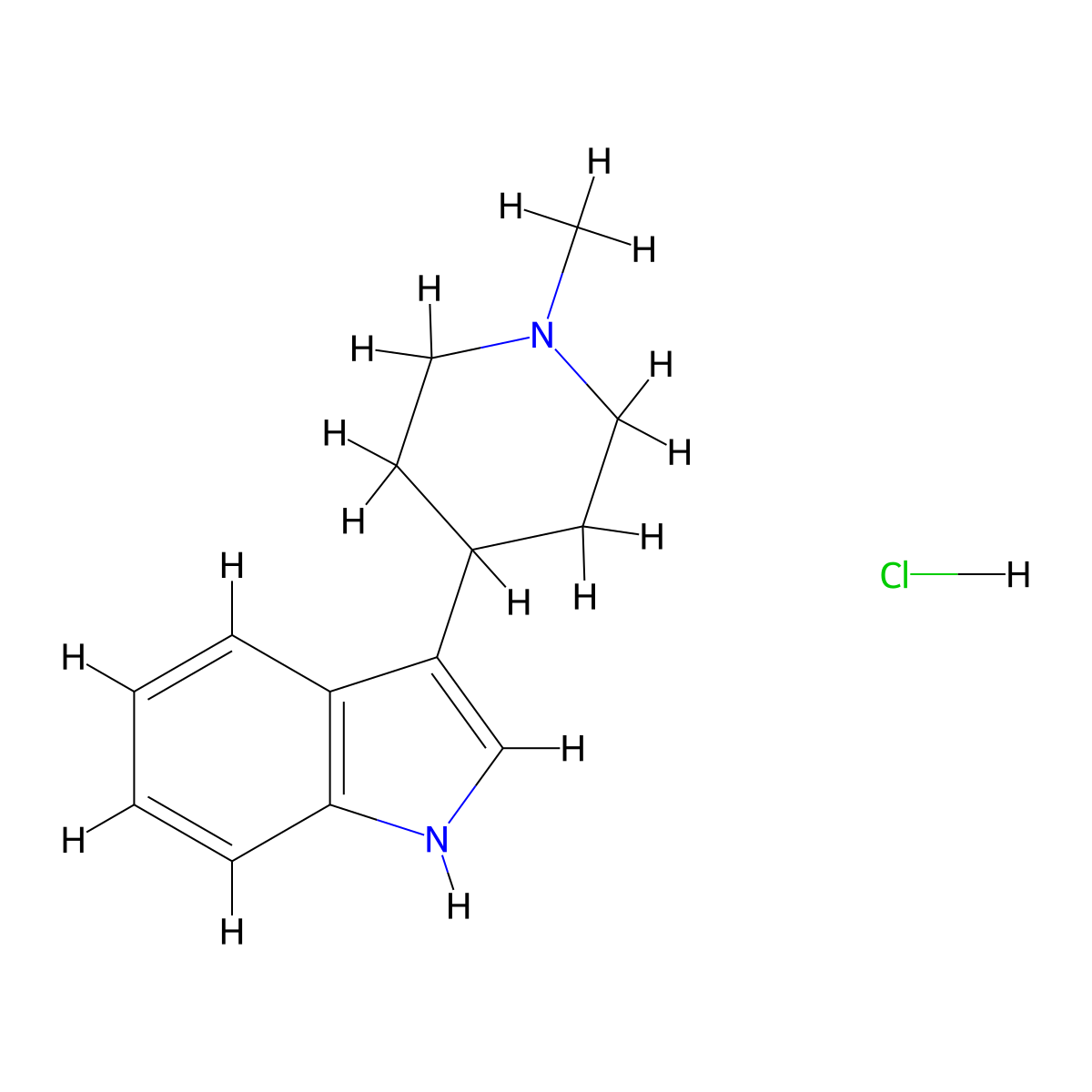 3-(1-Methylpiperidin-4-yl)-1H-indole hydrochloride molecular structure, CAS 1956385-76-4