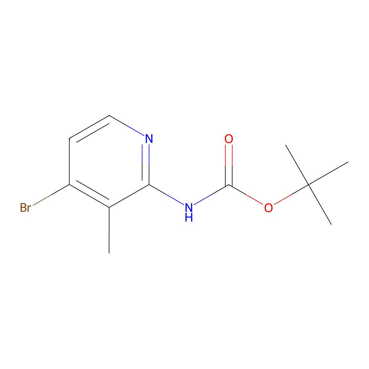 tert-butyl N-(4-bromo-3-methylpyridin-2-yl)carbamate molecular structure, CAS 1956385-82-2