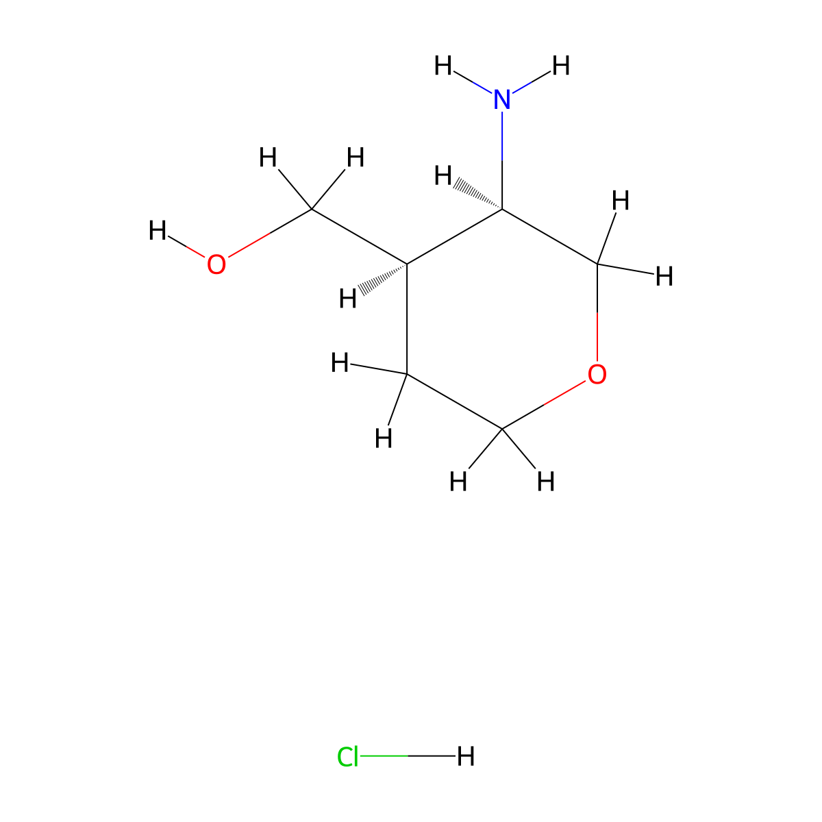 cis-(3-Amino-tetrahydro-pyran-4-yl)-methanol hydrochloride molecular structure, CAS 1956385-85-5