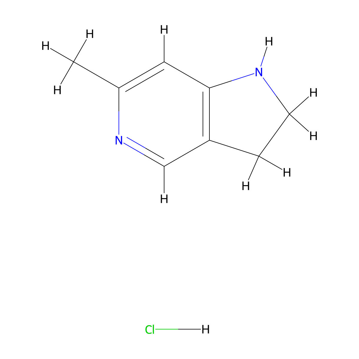 6-Methyl-2,3-dihydro-1H-pyrrolo[3,2-c]pyridine hydrochloride molecular structure, CAS 1956385-99-1