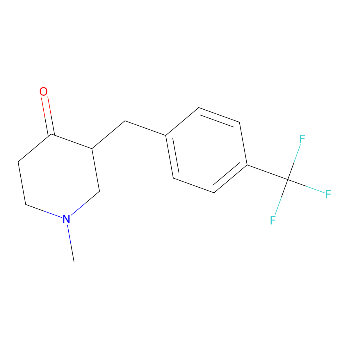 1-Methyl-3-(4-(trifluoromethyl)benzyl)piperidin-4-one molecular structure, CAS 1956386-02-9