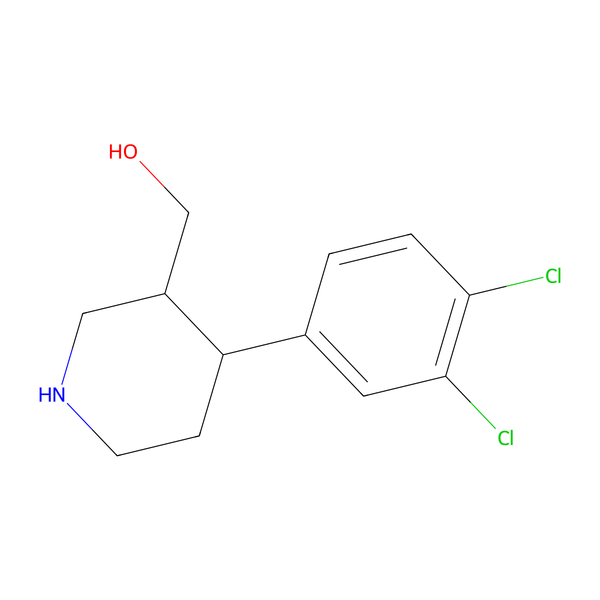 (trans-4-(3,4-Dichlorophenyl)piperidin-3-yl)methanol molecular structure, CAS 1956386-05-2