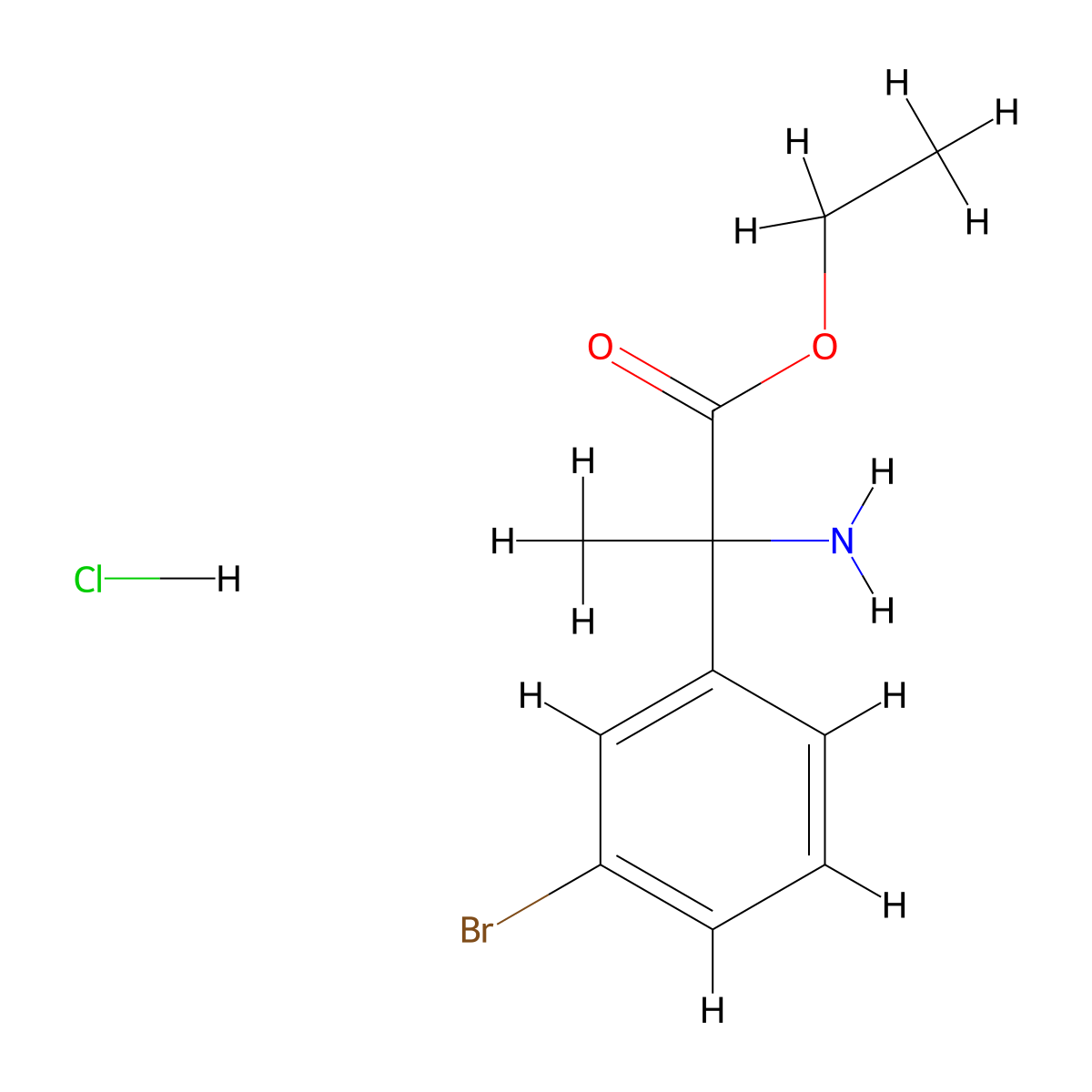 Ethyl 2-amino-2-(3-bromophenyl)propanoate hydrochloride molecular structure, CAS 1956386-26-7