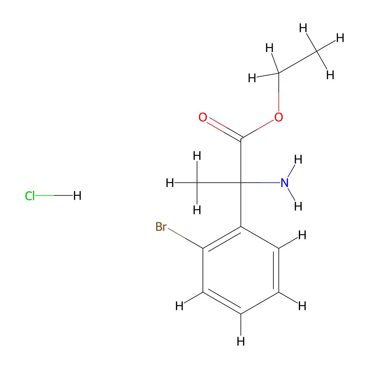 Ethyl 2-amino-2-(2-bromophenyl)propanoate hydrochloride molecular structure, CAS 1956386-27-8