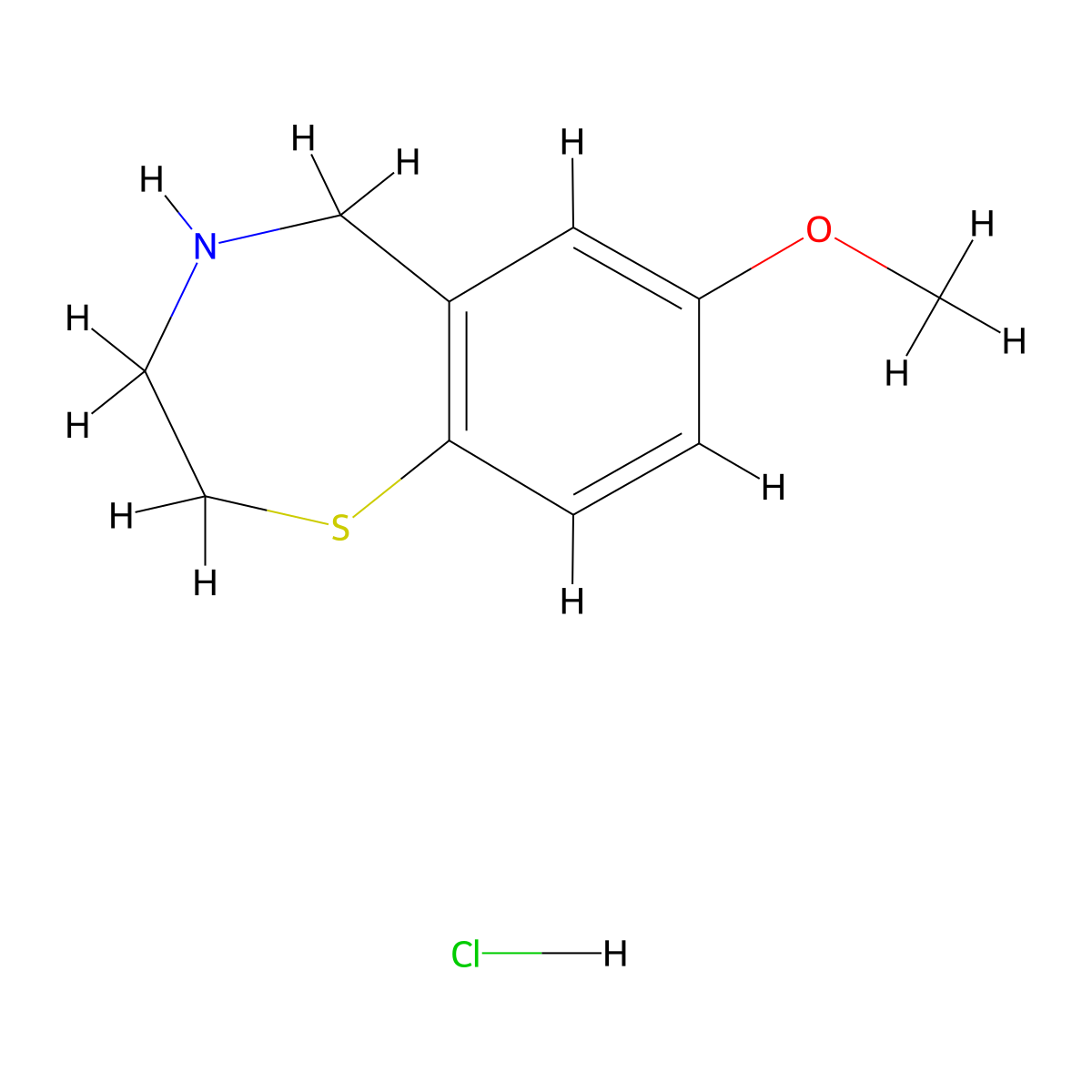 7-Methoxy-2,3,4,5-tetrahydrobenzo[f][1,4]thiazepine hydrochloride molecular structure, CAS 1956386-58-5