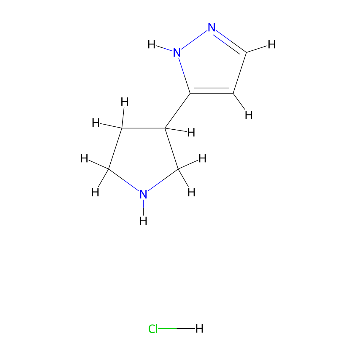 3-(Pyrrolidin-3-yl)-1H-pyrazole hydrochloride molecular structure, CAS 1956389-94-8