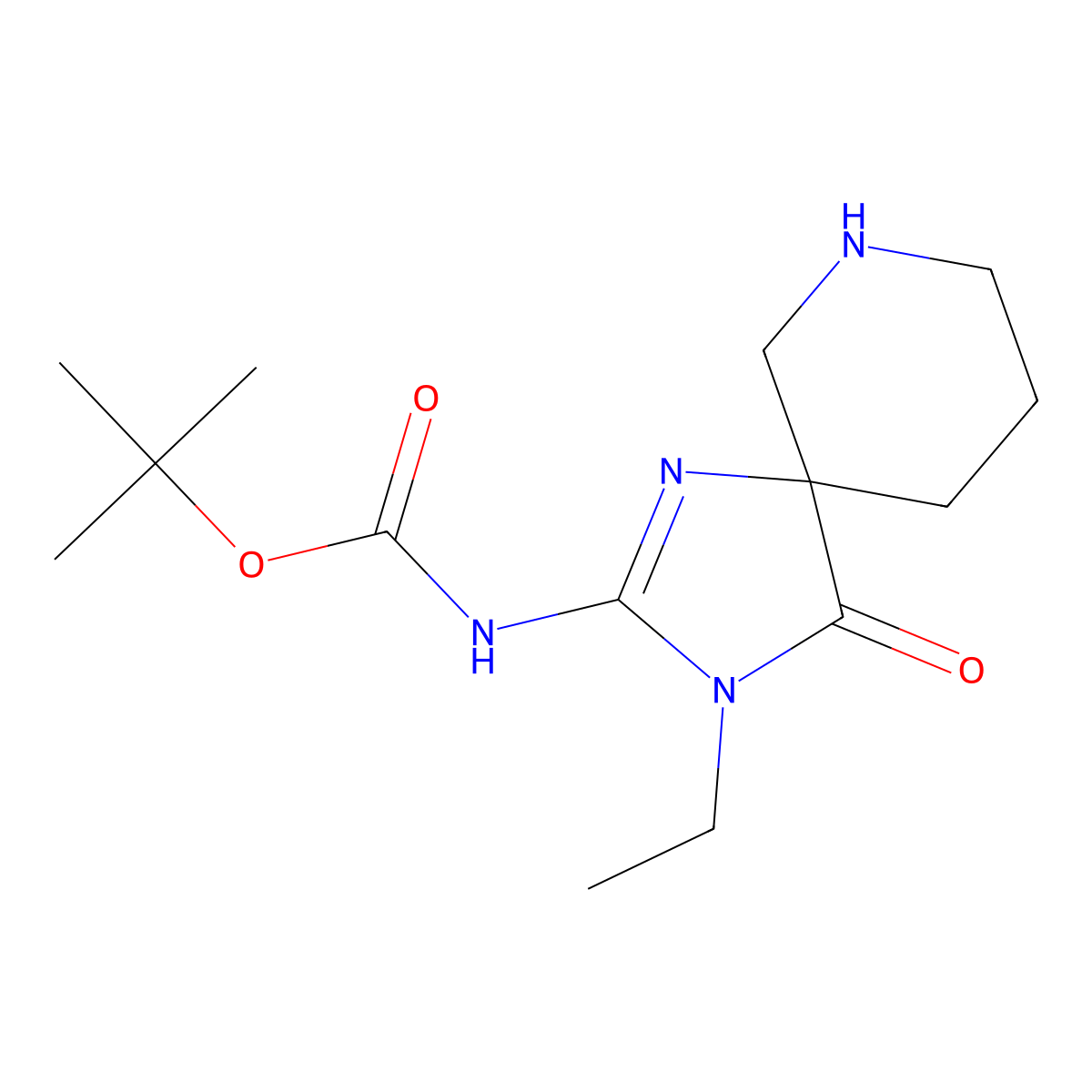 (Z)-tert-Butyl (3-ethyl-4-oxo-1,3,7-triazaspiro[4.5]decan-2-ylidene)carbamate molecular structure, CAS 1956426-23-5