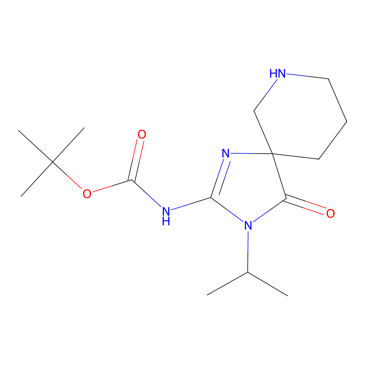 (Z)-tert-Butyl (3-isopropyl-4-oxo-1,3,7-triazaspiro[4.5]decan-2-ylidene)carbamate molecular structure, CAS 1956426-25-7