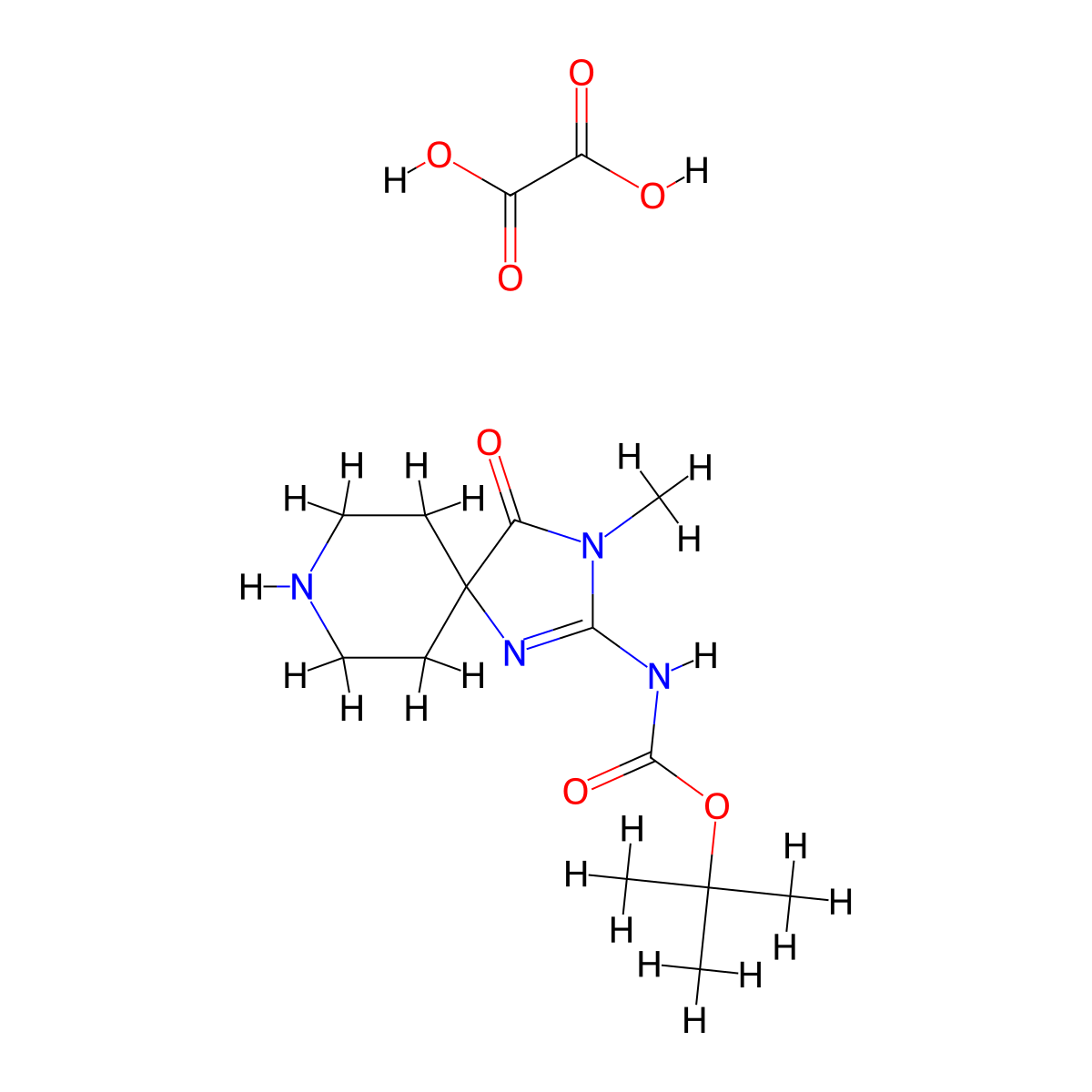 (Z)-tert-Butyl (3-methyl-4-oxo-1,3,8-triazaspiro[4.5]decan-2-ylidene)carbamate oxalate molecular structure, CAS 1956426-40-6