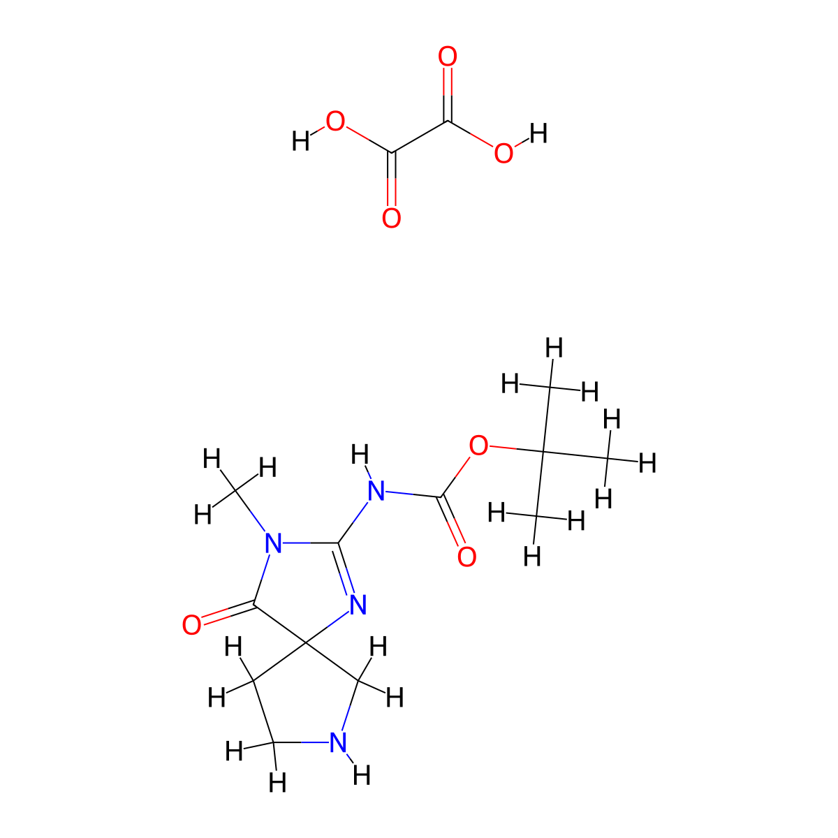 (Z)-tert-Butyl (3-methyl-4-oxo-1,3,7-triazaspiro[4.4]nonan-2-ylidene)carbamate oxalate molecular structure, CAS 1956426-44-0