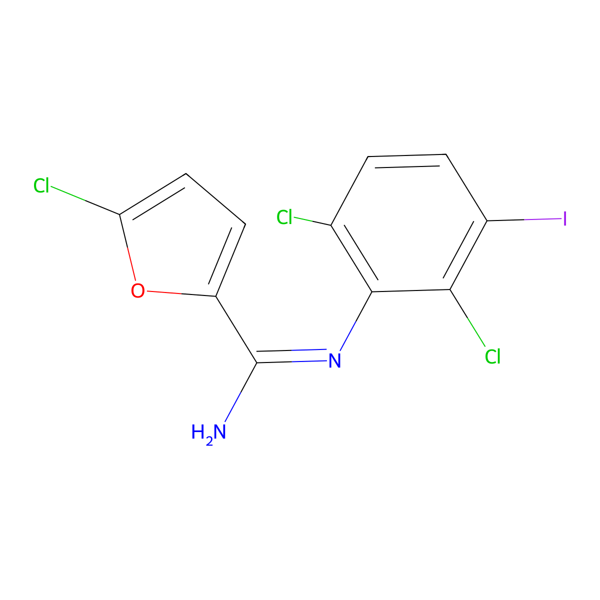(E)-5-Chloro-N'-(2,6-dichloro-3-iodophenyl)furan-2-carboximidamide molecular structure, CAS 1956426-80-4