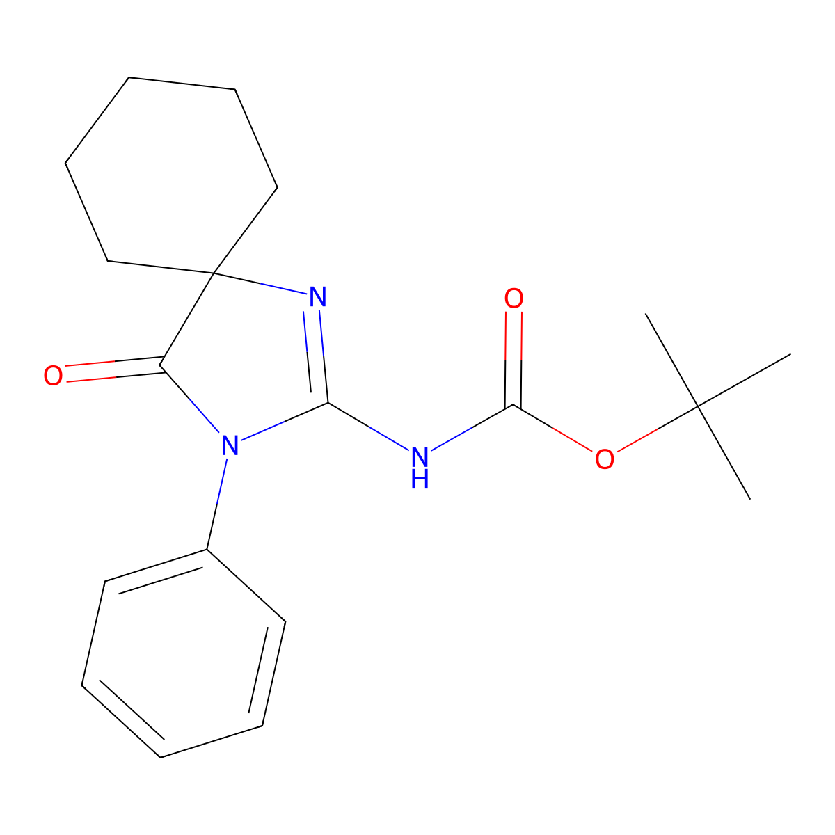 (E)-tert-Butyl (4-oxo-3-phenyl-1,3-diazaspiro[4.5]decan-2-ylidene)carbamate molecular structure, CAS 1956426-83-7