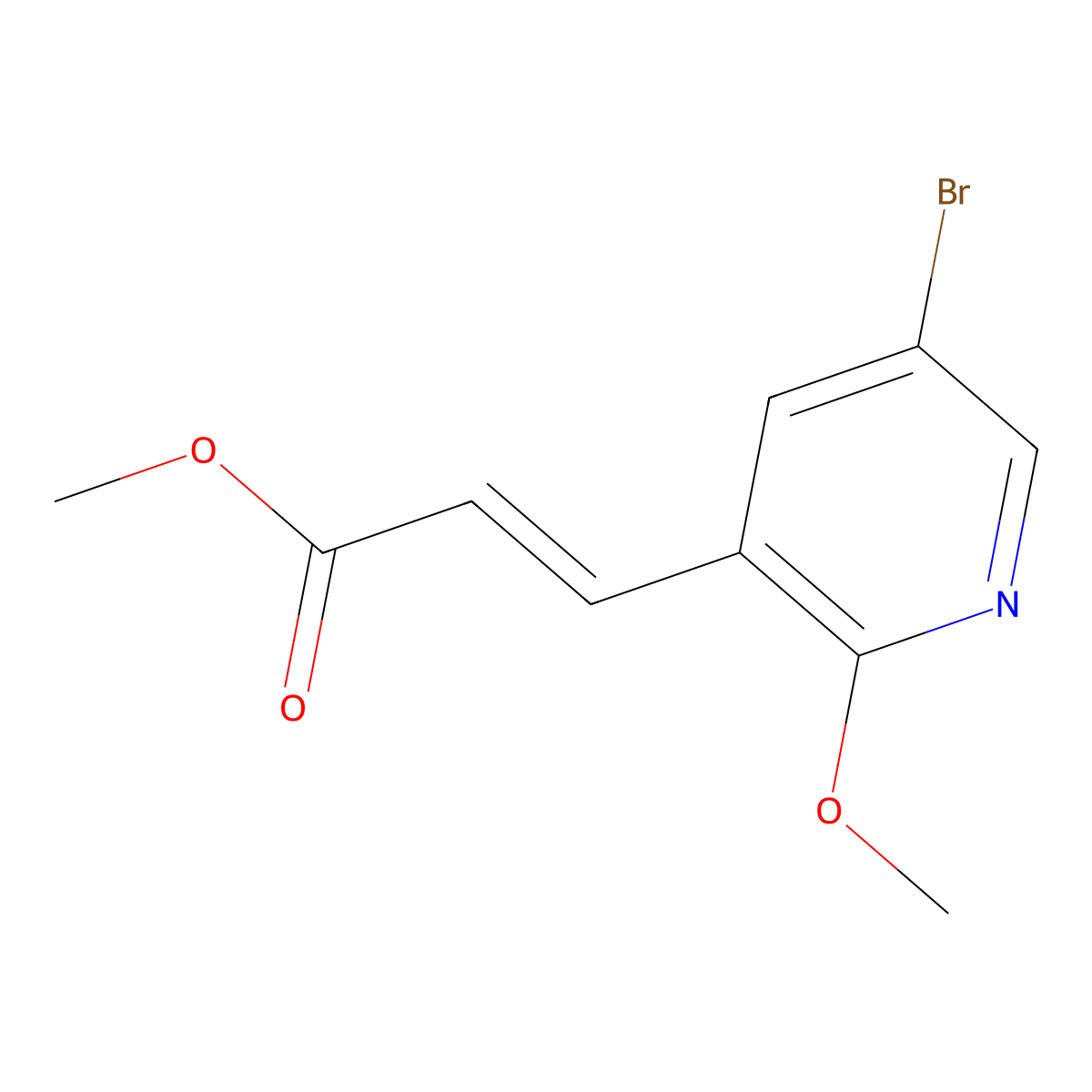 Methyl 3-(5-bromo-2-methoxy-3-pyridyl)prop-2-enoate molecular structure, CAS 1956426-85-9