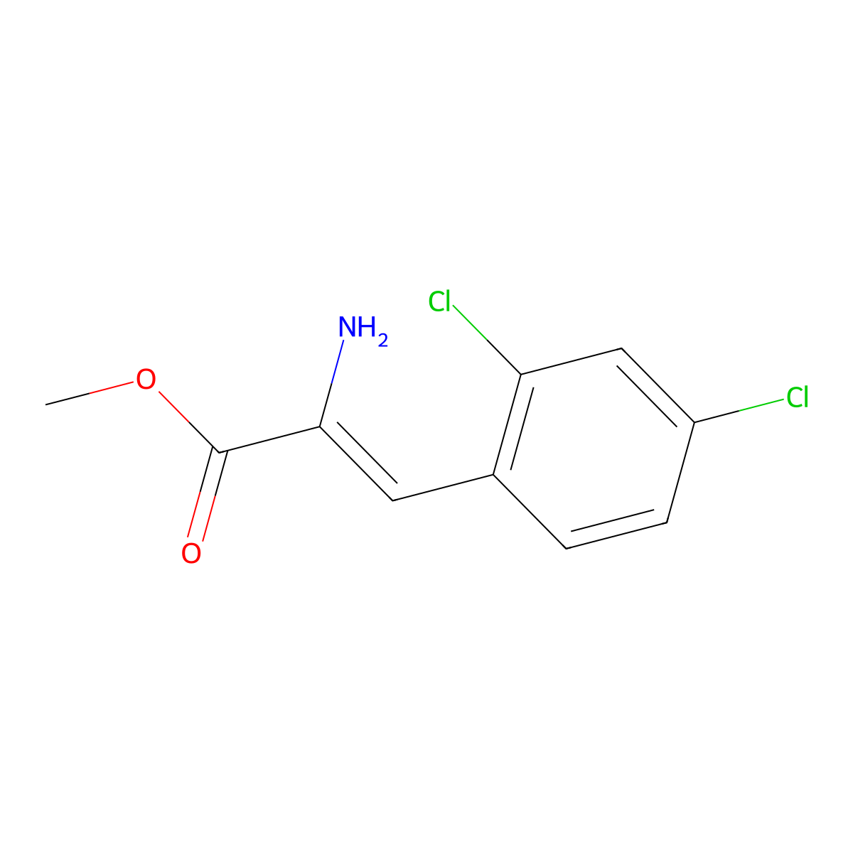Methyl 2-amino-3-(2,4-dichlorophenyl)prop-2-enoate molecular structure, CAS 1956426-92-8