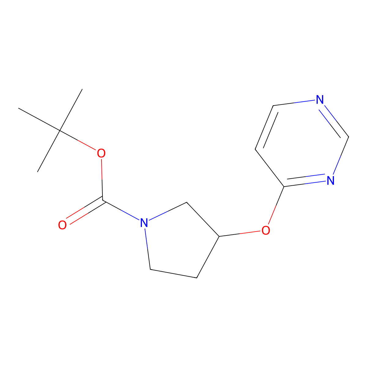 (R)-tert-Butyl 3-(pyrimidin-4-yloxy)pyrrolidine-1-carboxylate molecular structure, CAS 1956434-54-0