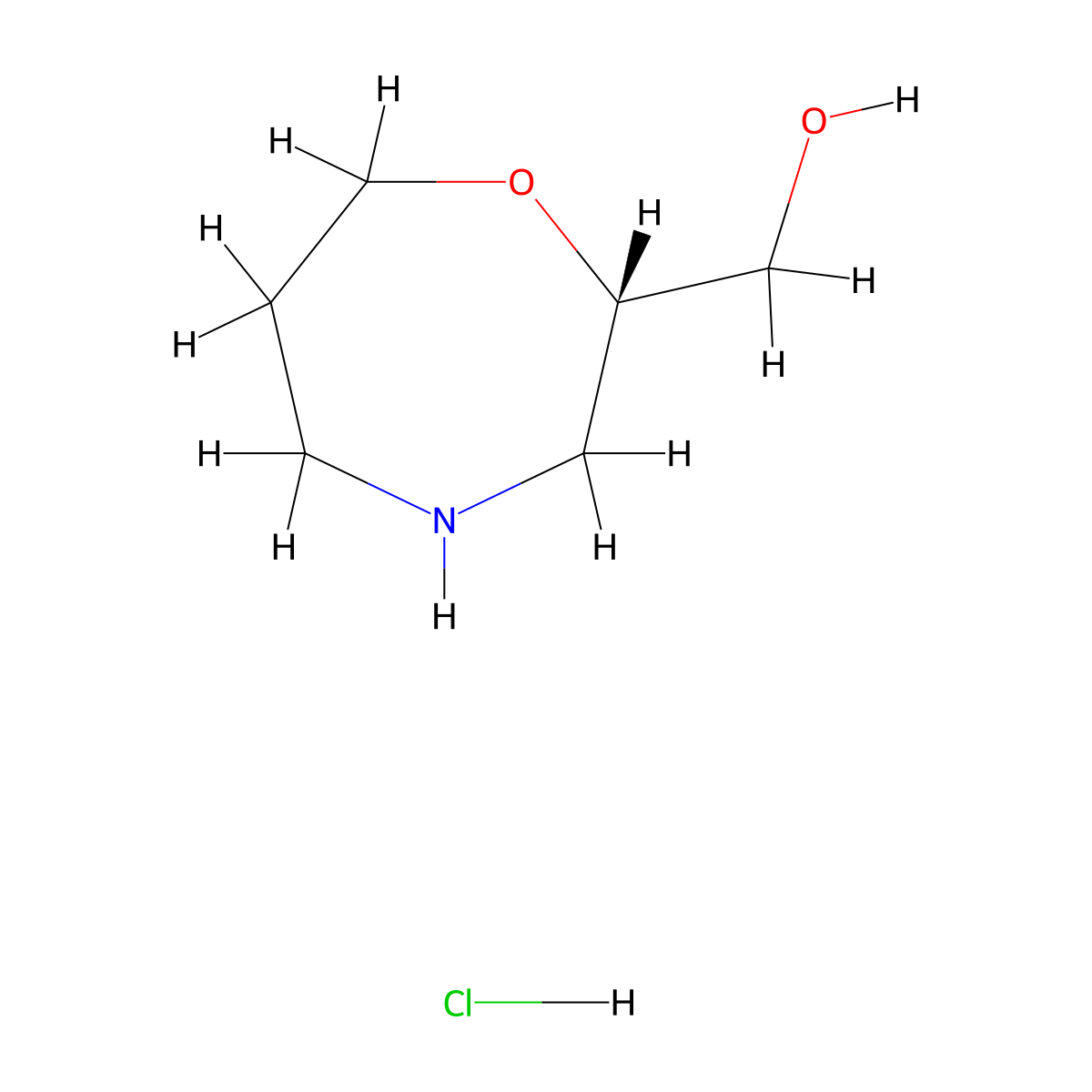 (S)-(1,4-Oxazepan-2-yl)methanol hydrochloride molecular structure, CAS 1956434-64-2