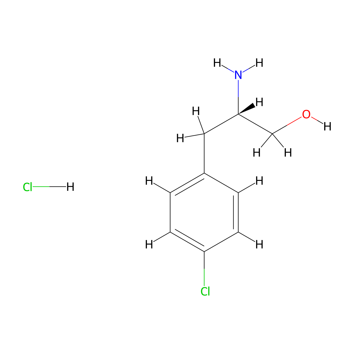 (2S)-2-amino-3-(4-chlorophenyl)propan-1-ol hydrochloride molecular structure, CAS 1956434-75-5