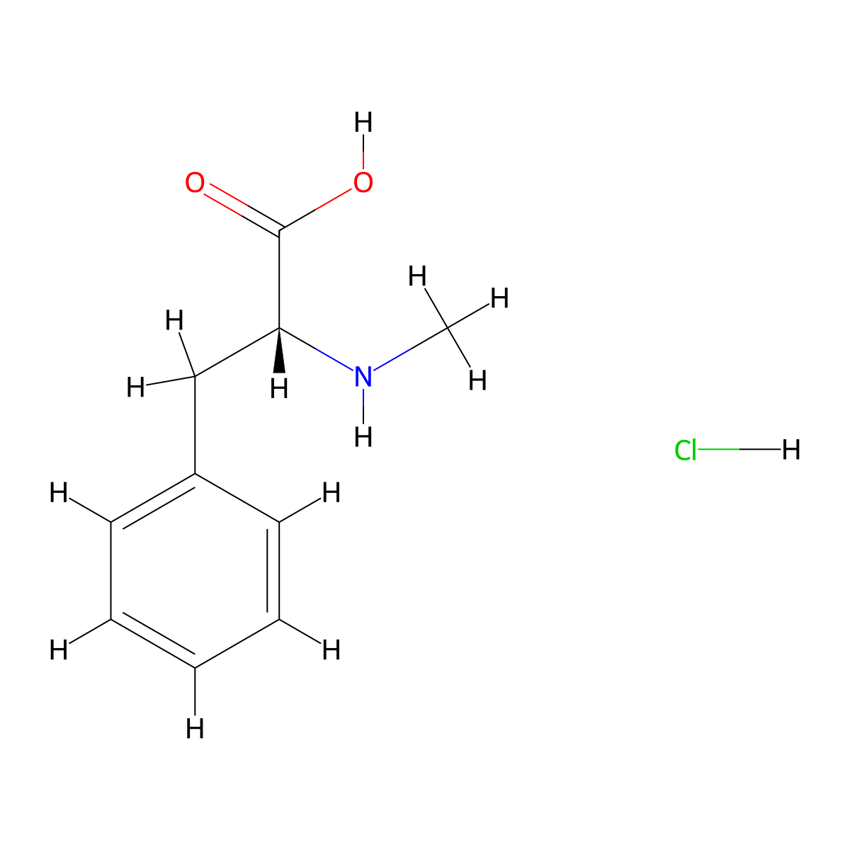(R)-2-(Methylamino)-3-phenylpropanoic acid hydrochloride molecular structure, CAS 1956434-77-7