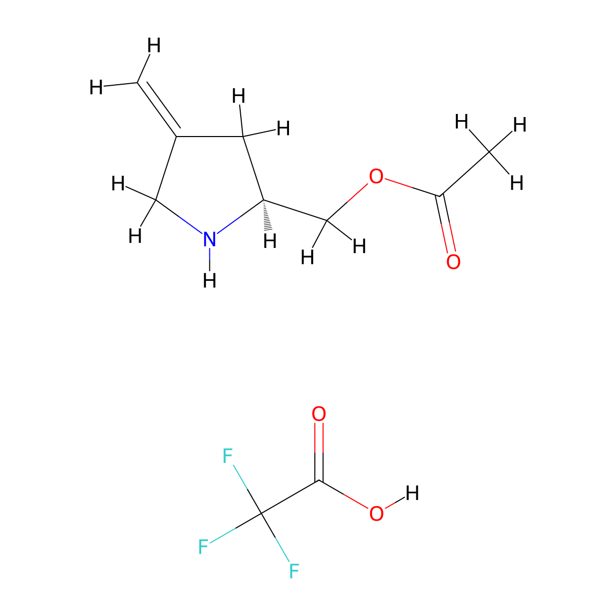 (S)-(4-Methylenepyrrolidin-2-yl)methyl acetate 2,2,2-trifluoroacetate molecular structure, CAS 1956434-89-1