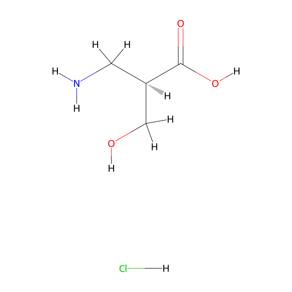 (R)-3-Amino-2-(hydroxymethyl)propanoic acid hydrochloride molecular structure, CAS 1956435-26-9