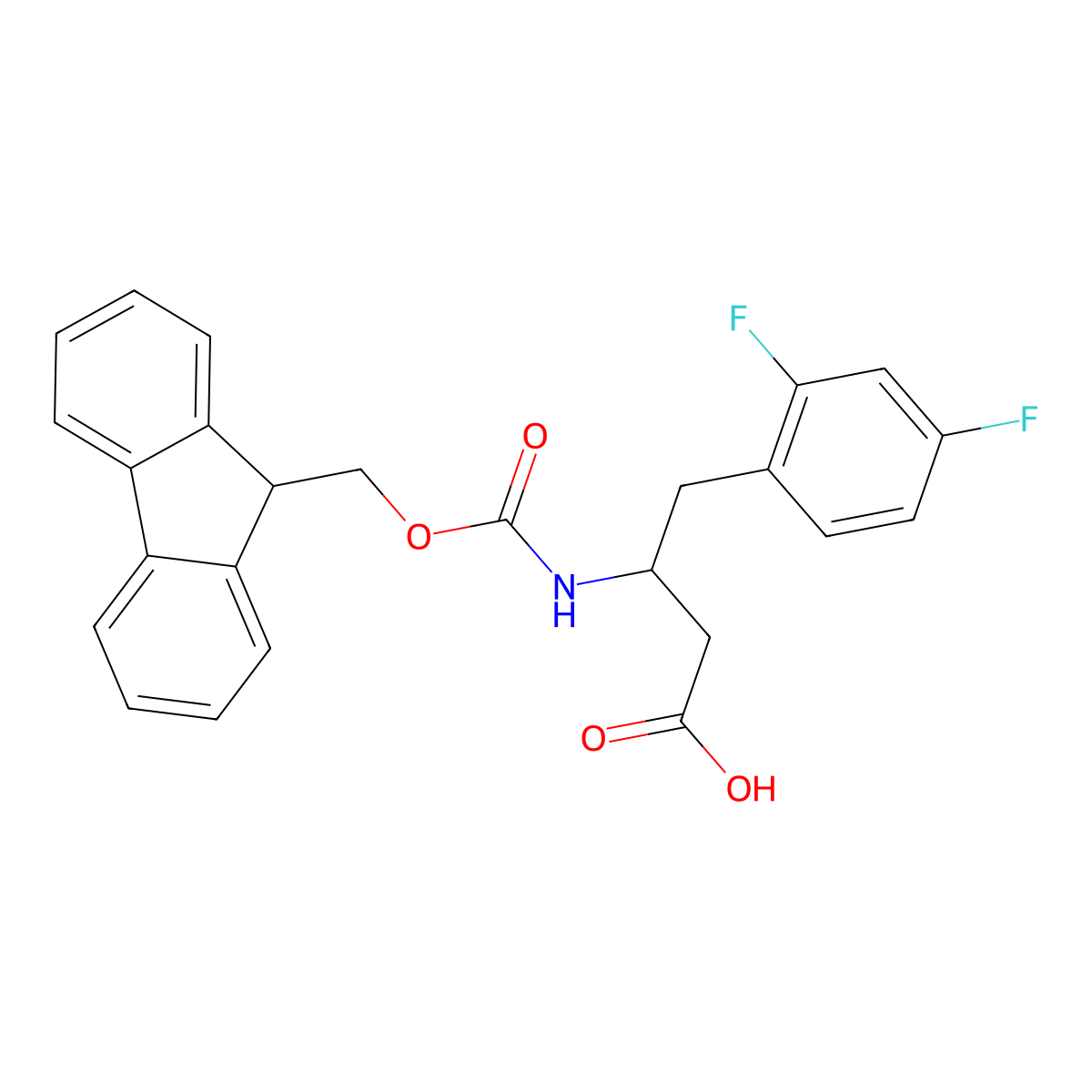 (S)-3-((((9H-Fluoren-9-yl)methoxy)carbonyl)amino)-4-(2,4-difluorophenyl)butanoic acid molecular structure, CAS 1956435-29-2