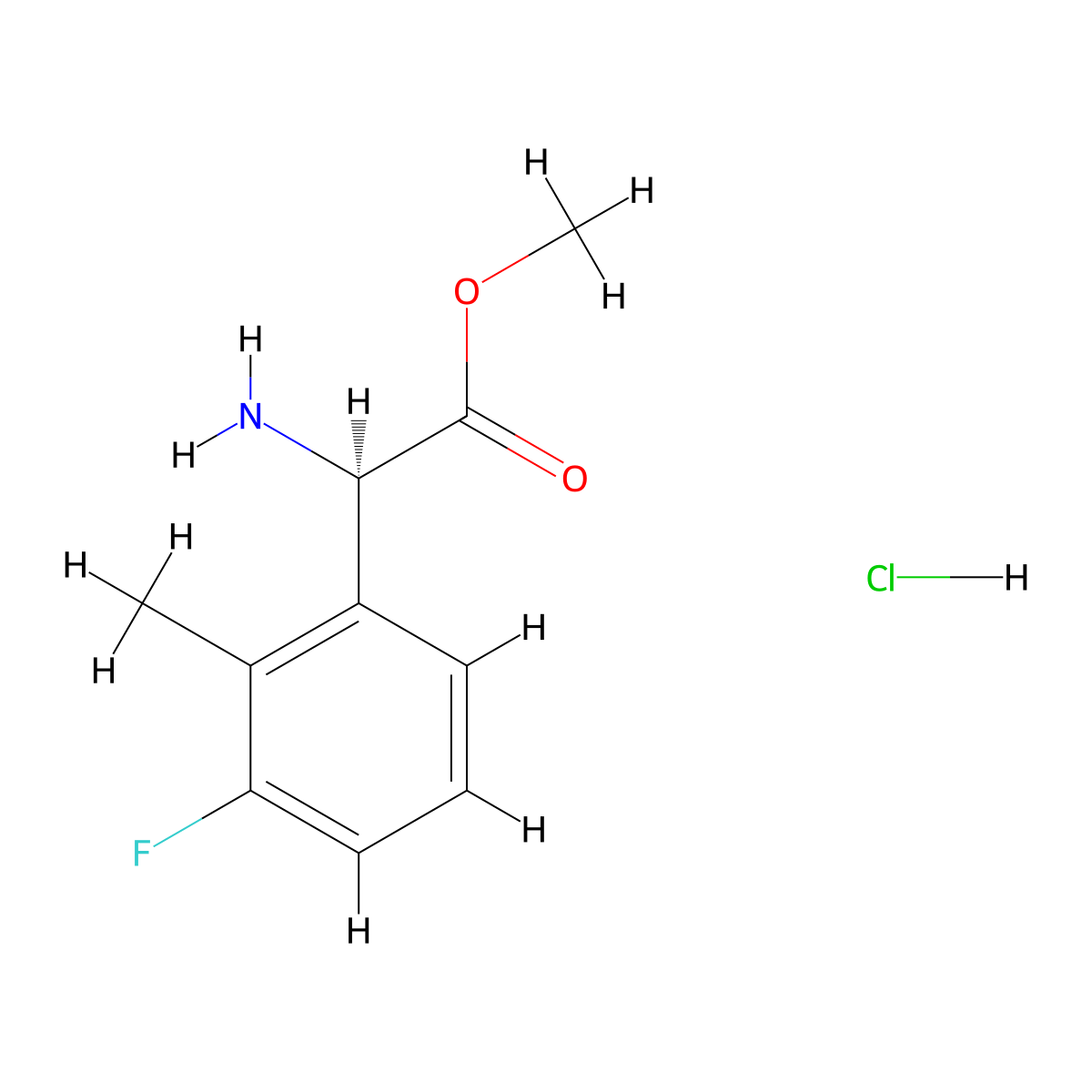 (R)-Methyl 2-amino-2-(3-fluoro-2-methylphenyl)acetate hydrochloride molecular structure, CAS 1956435-35-0