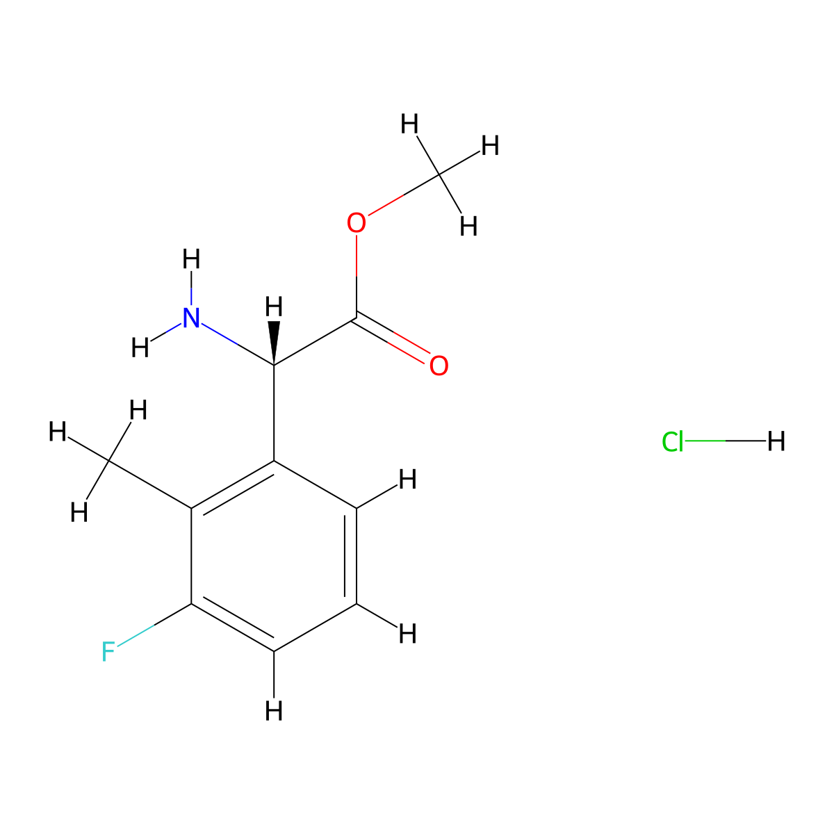 (S)-Methyl 2-amino-2-(3-fluoro-2-methylphenyl)acetate hydrochloride molecular structure, CAS 1956435-46-3