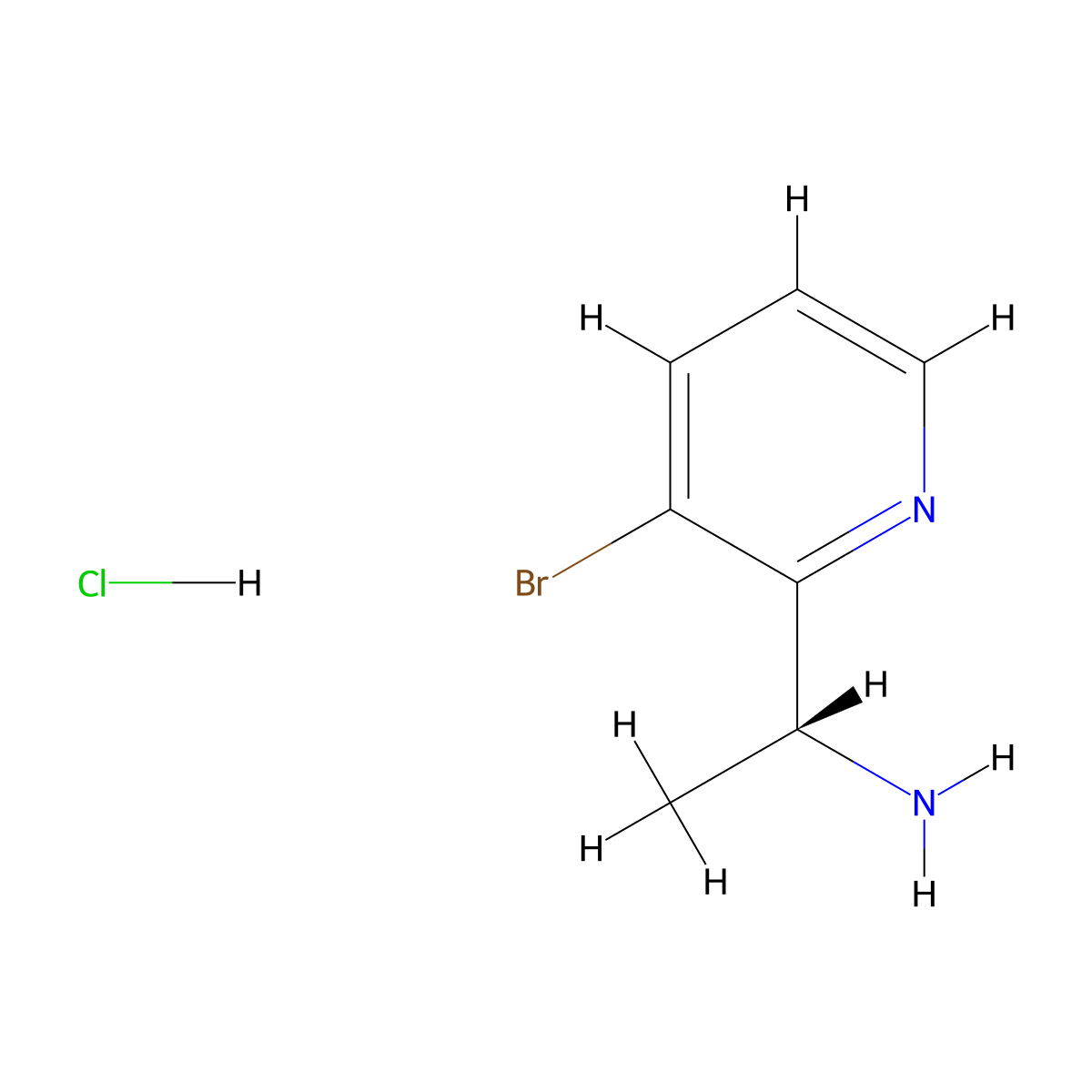 (R)-1-(3-Bromopyridin-2-yl)ethanamine hydrochloride molecular structure, CAS 1956435-49-6